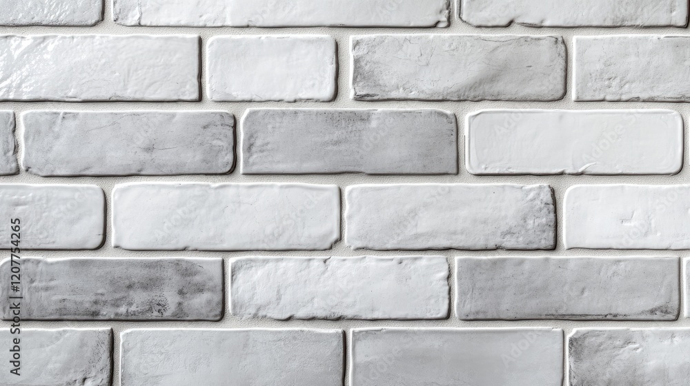 Poster gray textured subway tiles in a seamless pattern on a clean white background for interior design and