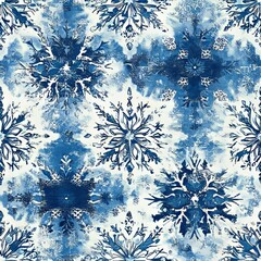 Seamless Pattern - Blue and white snowflake pattern design