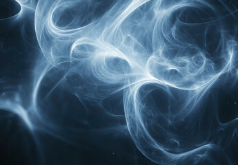 Ethereal blue smoke swirls create mesmerizing abstract background