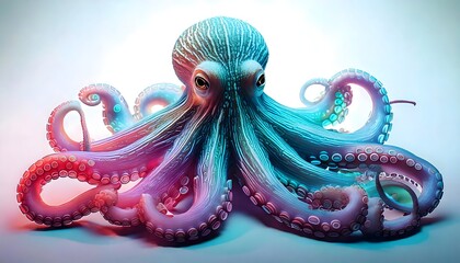 Fototapeta premium Close-Up of a Vibrant Octopus in Stunning Multicolor