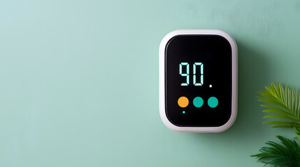 Close-Up of Digital Air Monitor Displaying Data on Neutral Background