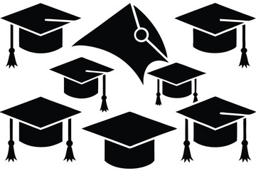 Graduation Cap silhouette Graduation cap illustration graphics solid icon vector
