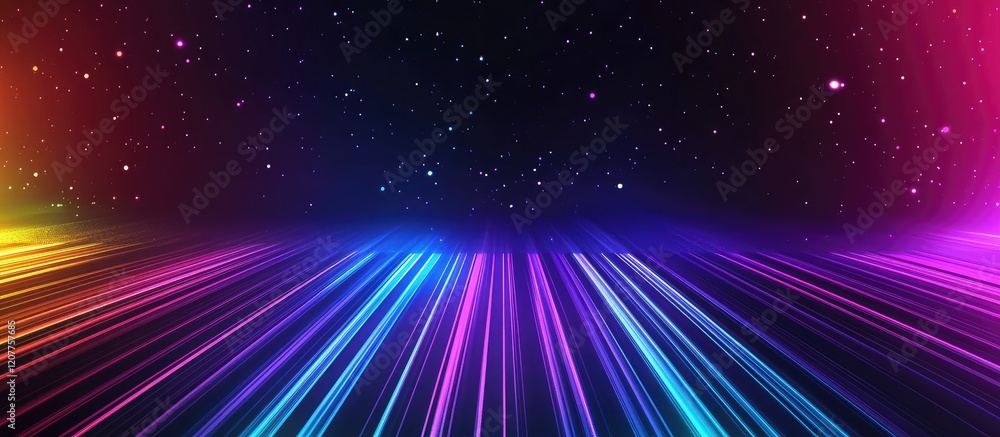 Fototapete vibrant multicolored laser light beams and stripes in a dark space, creating a dynamic disco party a