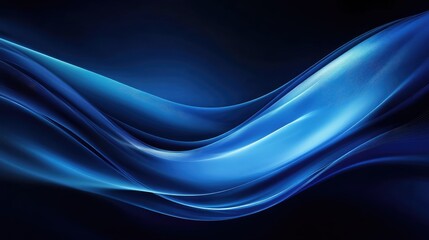 Obraz premium Futuristic blue waves with smooth curves on a dark background high angle view showcasing dynamic fluid motion and sleek design elements.