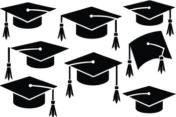 Graduation Cap silhouette Graduation cap illustration graphics solid icon vector