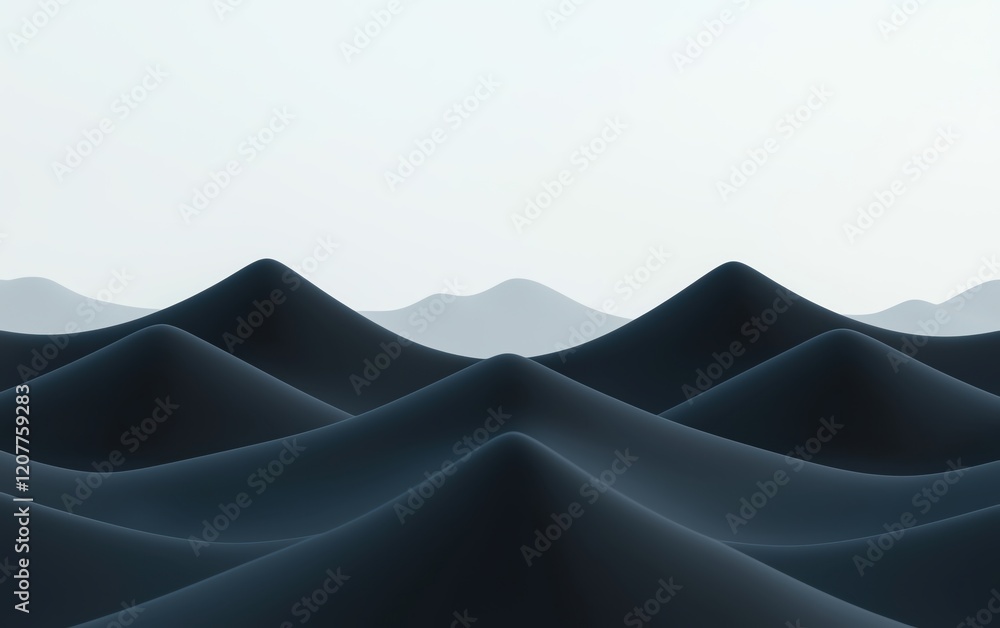 Poster Serene view of abstract waves in a minimalist landscape with soft hues.