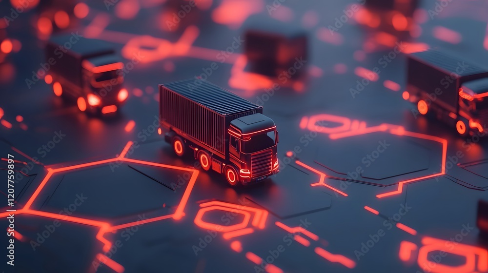 Poster abstract hexagonal network with cargo tracking technology