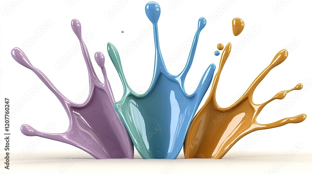Poster vibrant splashes of paint burst in a dynamic display, showcasing an explosion of colors on a clean w