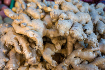Fresh Ginger in a market