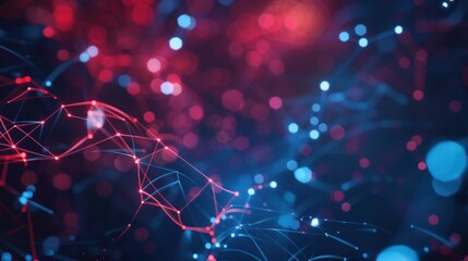 Abstract  Red and Blue Neon Lights with a Bokeh Background