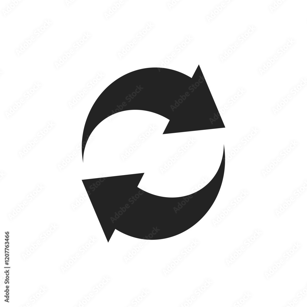 Poster a sleek and modern circular arrow icon, symbolizing refresh, reload, or repeat actions. this design 
