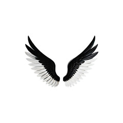 Fototapeta premium Striking black and white angel wings against a transparent background.