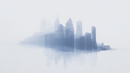 Obraz premium Surreal Cityscape Blending Urban Skyline with Clouds and Nature 11