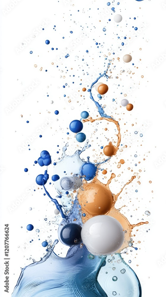 Poster vibrant splashes of paint burst in a dynamic display, showcasing an explosion of colors on a clean w
