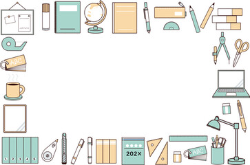 シンプルでかわいい文房具のフレーム１