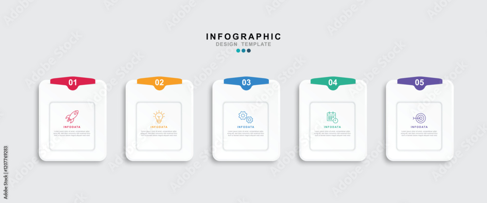 Poster vector infographic label design template, with icons and 5 options or steps.