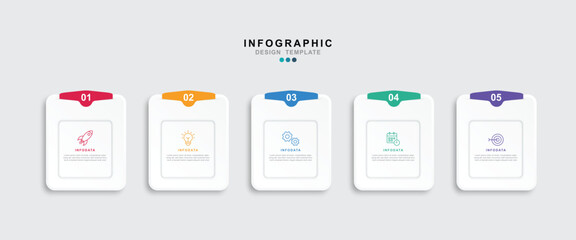 Vector Infographic label design template, with icons and 5 options or steps.