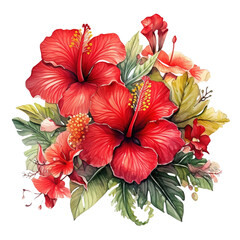 Hibiscus Bouquet Clipart Vector Illustration – Tropical Floral Design