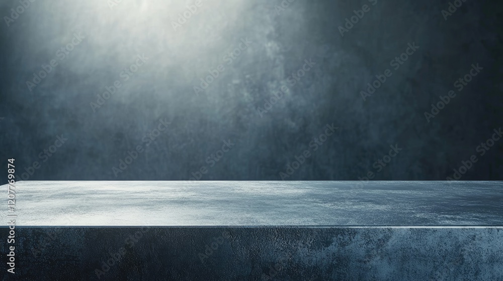 Poster abstract gray table with dramatic light reflection on dark background for high-quality conceptual an