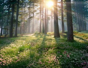 serene forest clearing with soft sunlight perfect pastel tone whimsical style high resolution professional create very detailed high quality