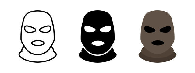 Bandit mask icon. Criminal balaclava symbol. Facial mask vector illustration.