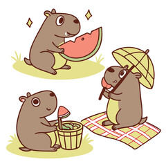  Adorable Capybara Character Set – Joyful Moments and Whimsical Expression