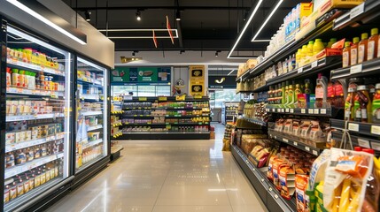 Fototapeta premium A supermarket with lots of goods on the shelves