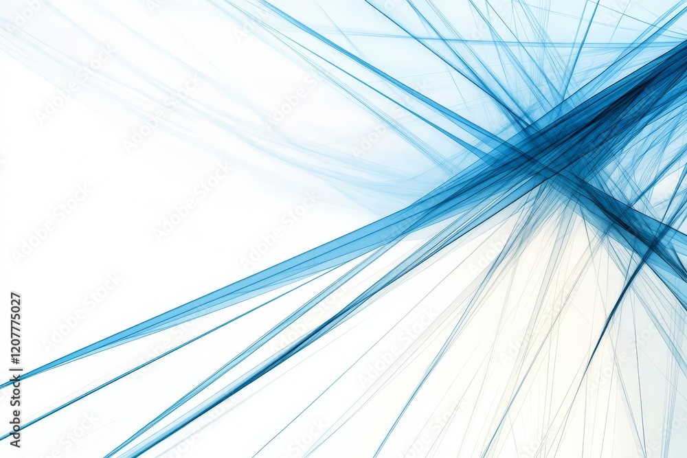 Poster Abstract intersecting blue light rays in digital composition creating dynamic futuristic visuals for creative technological and artistic uses
