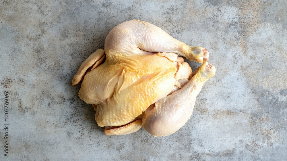 Aufkleber raw whole chicken on a textured surface with ample copy space for text placement