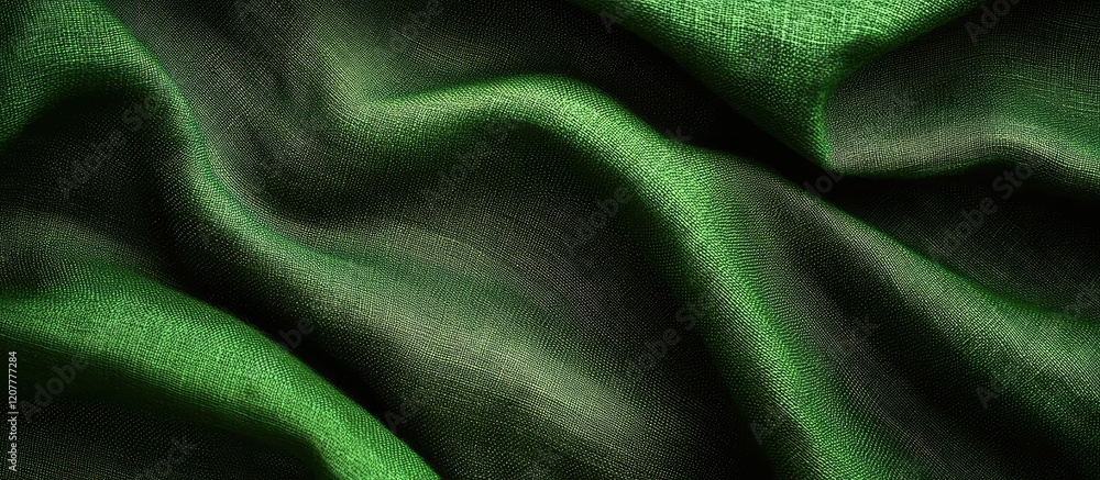Poster textured green fabric with subtle light and shadow variations, suitable for background use and copy 