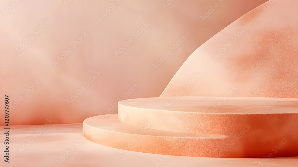 Poster warm peach-colored background with a subtle watercolor effect and ample empty space for product plac