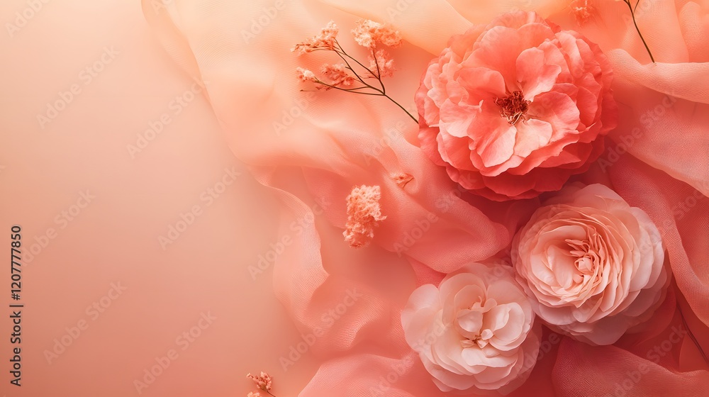 Poster warm peach-colored background with a subtle watercolor effect and ample empty space for product plac