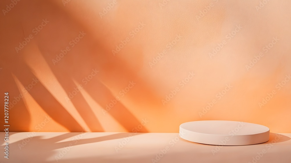 Poster warm peach-colored background with a subtle watercolor effect and ample empty space for product plac