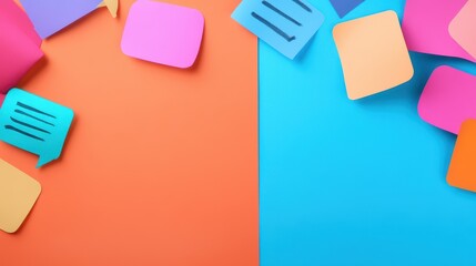 Various notifications and pop-up messages on a bright background, offering ample copy space for customization and text insertion.