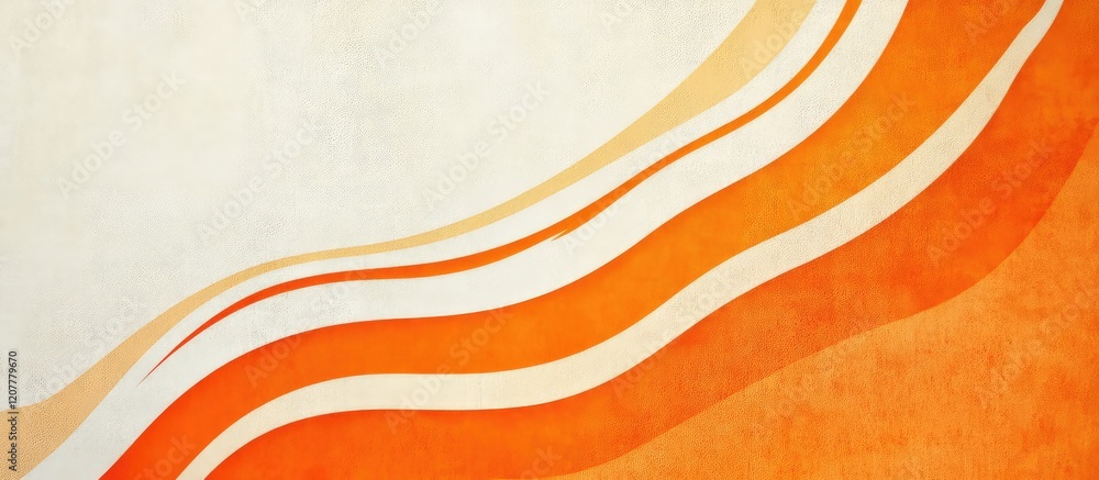 Aufkleber abstract orange and white wavy background with smooth lines and copy space for text