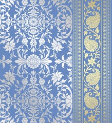 wedding card design, traditional paisley floral pattern , royal India	