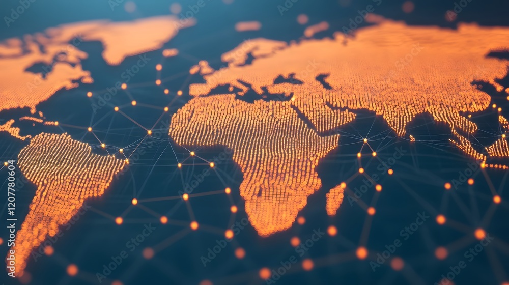 Poster global corn distribution network visualization illustrating interconnected supply chains and