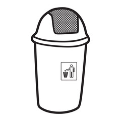 black and white vector image, simple trash can tube