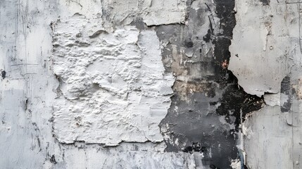 Obraz premium Textured wall surface with peeling paint and plaster revealing multiple layers and colors Copy Space