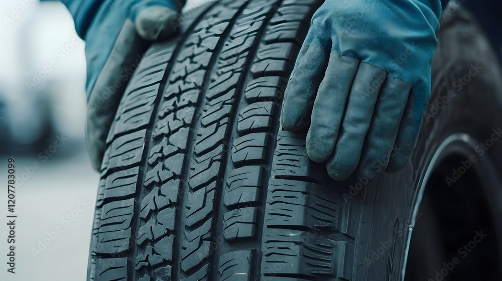 Poster detailed step-by-step guide for repairing a punctured tire using a patch kit for diy vehicle