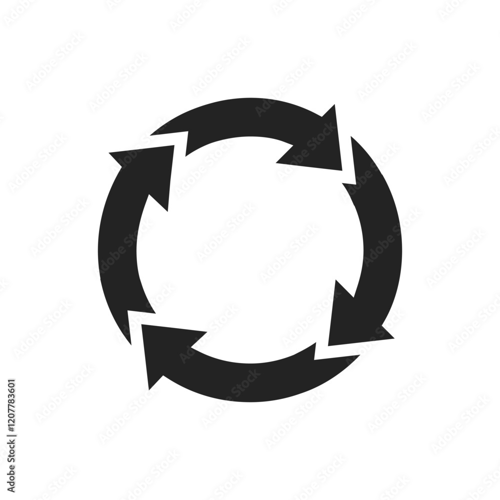 Poster this image features a black circular arrow icon, commonly used to symbolize refresh or reload action