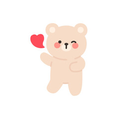 Cute Bear Sending a Kiss with a Floating Heart