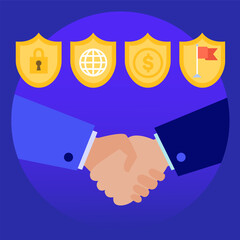 Businessmen shaking hands after reaching secured business agreement