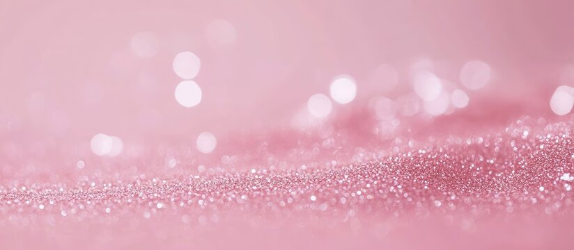 Abstract pink glitter background with soft bokeh lights and sparkling textures, ideal for design and decorative projects, Copy Space available.