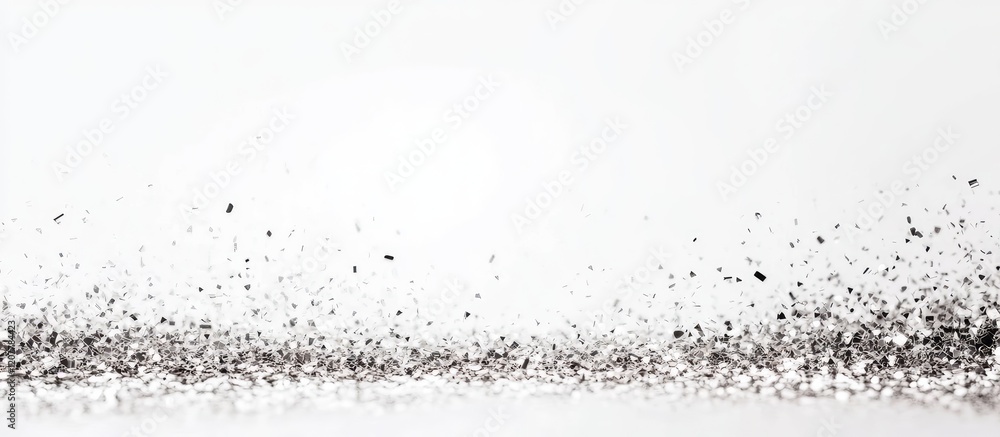 Poster black dust particles on a white background with copy space for text or design elements
