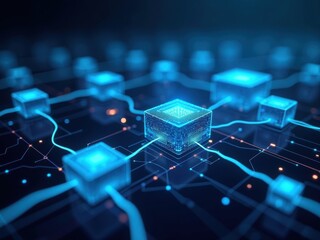 Understanding cryptography through digital networking in a high-resolution illustration showcasing interconnected blocks and circuitry