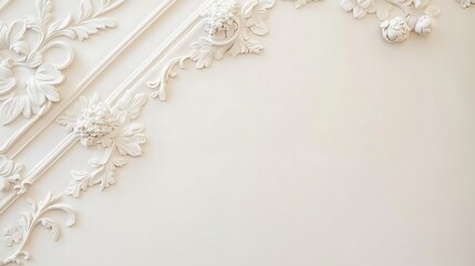 Elegant White Floral Wall Decor Plaster Molding Design