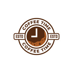 Simple coffee time flat logo illustration.