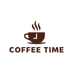 Simple coffee time flat logo illustration.