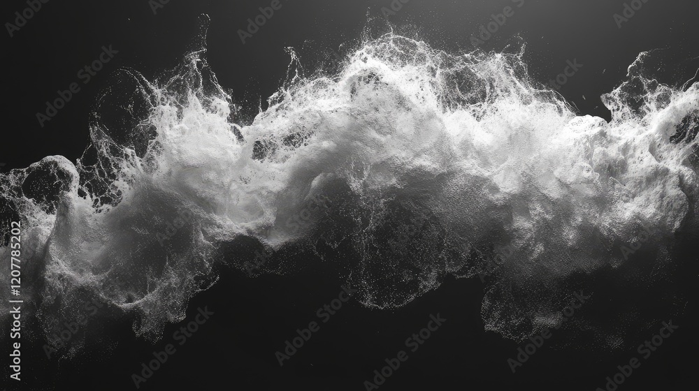 Poster abstract black and white image of a cloud of smoke or vapor with dynamic texture and movement agains